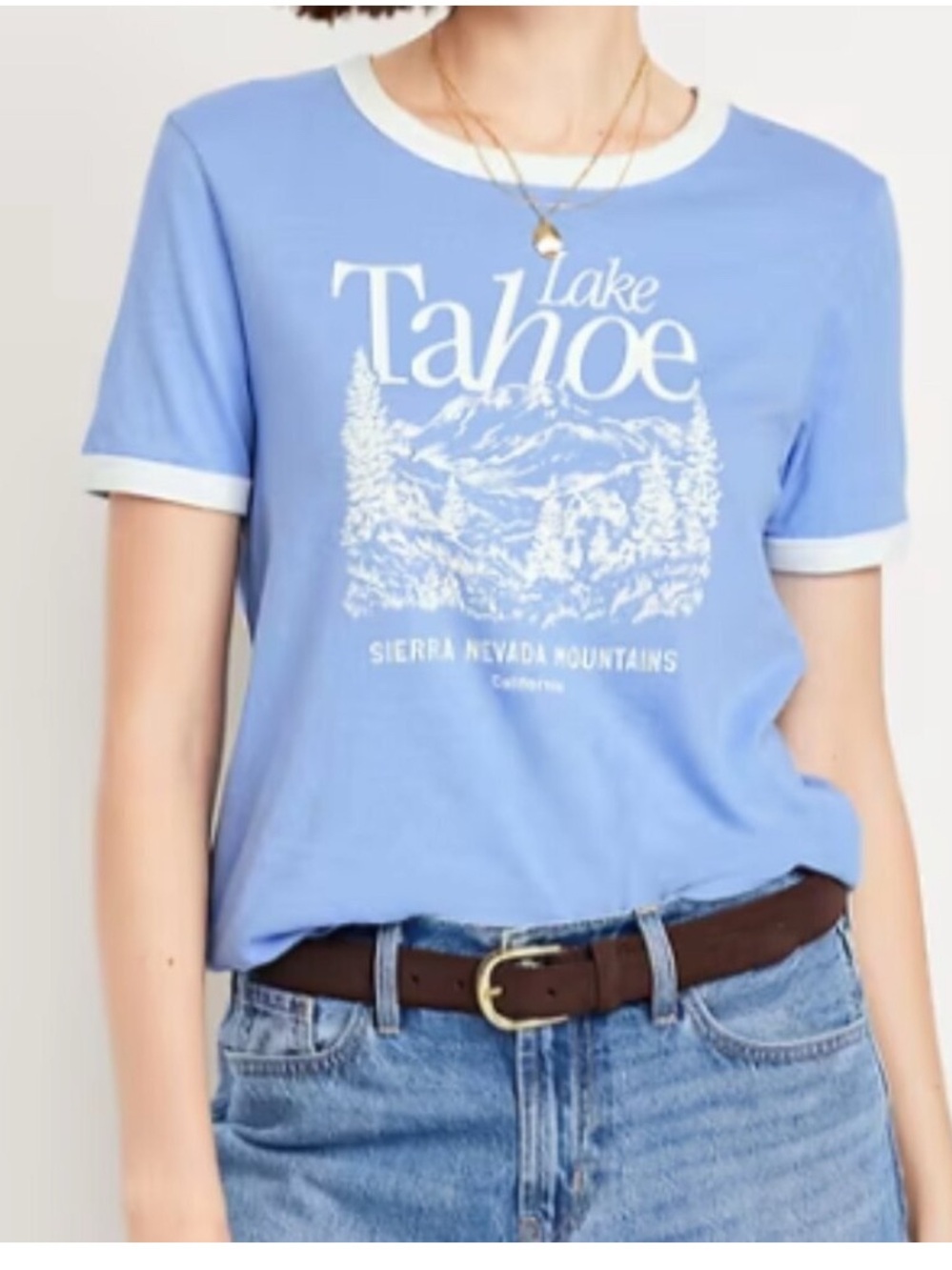 Old Navy Light Blue Lake Tahoe Graphic Ringer Tee. Women’s XL